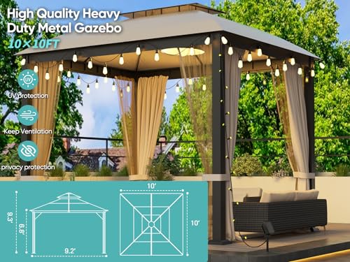 10x10 Heavy Duty Soft Top Gazebo with Metal Frame A5905