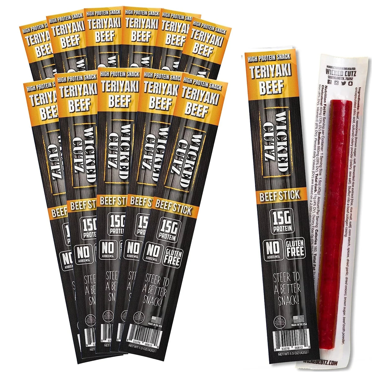 Teriyaki Beef Jerky Sticks 1.5 oz 12-Pack F996396