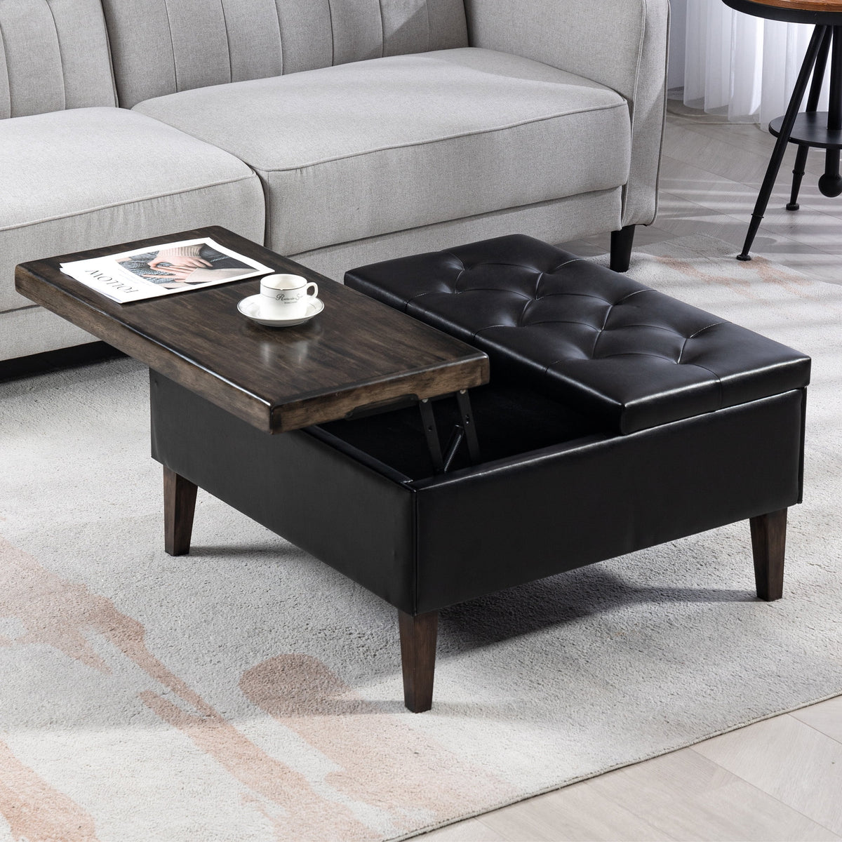 Black Square Storage Ottoman Z7319