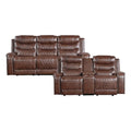 Brown 2-Piece Upholstered Manual Reclining Sofa Set T99109