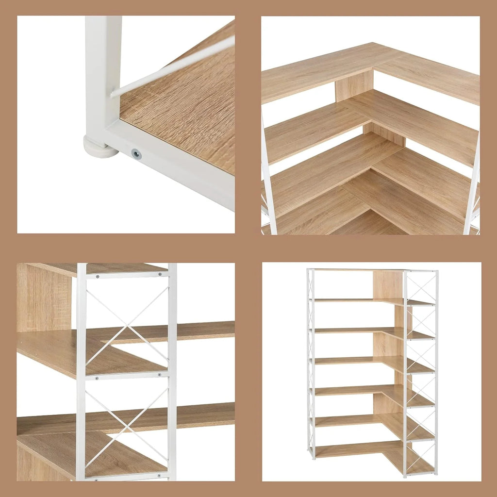 L-Shaped Bookshelf with Metal Frame O32378