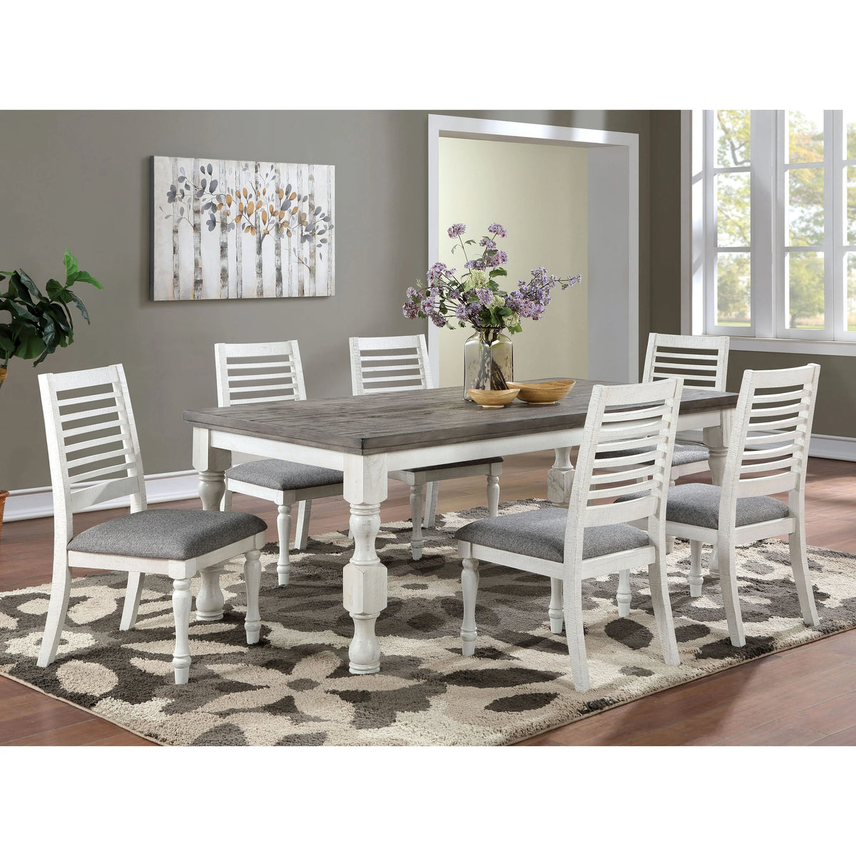 White Ladderback Dining Chairs Set of 2 A4412