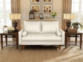 Soft White Faux Leather Button-tufted Loveseat with Wooden Legs Y5098