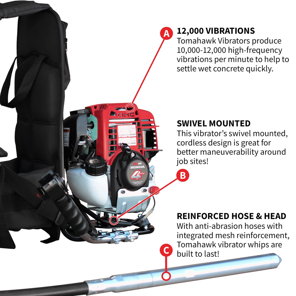 1.6 HP Concrete Vibrator with 10ft Whip Backpack G600
