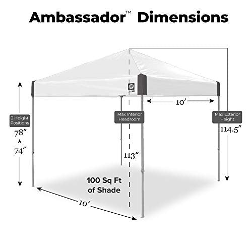 10' x 10' Pop Up Canopy Tent with Roller Bag and 4 Piece Spike Set U3709
