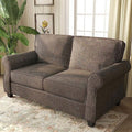 Brown Striped Velvet 2 Seat Loveseat Sofa O31318