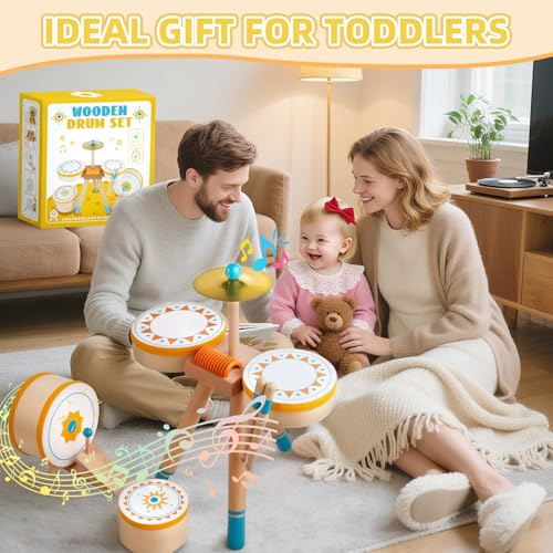 Wooden Jazz Drum Set Musical Instruments for Toddlers B7649