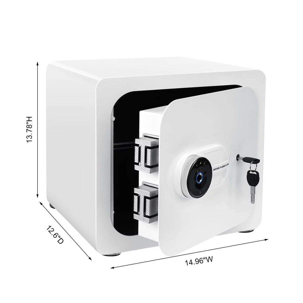 1.8 Cub White Safe Box with Fingerprint and Removable Shelf H271084
