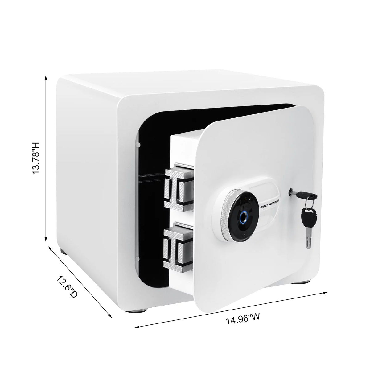 1.8 Cub White Safe Box with Fingerprint and Removable Shelf H271084