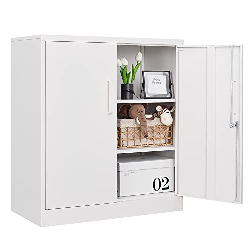 White Metal Storage Cabinet with Lock X447931
