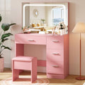 White Vanity Desk with LED Mirror and Drawer H6904