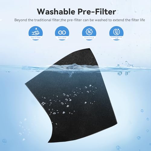 H13 Hepa Air Purifier with Washable Pre-Filter, 1500 Sq Ft, Black C75165