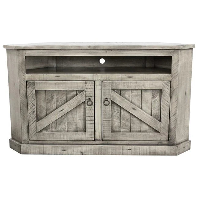 Rustic Curve Corner TV Stand with 2 Panel Doors U894