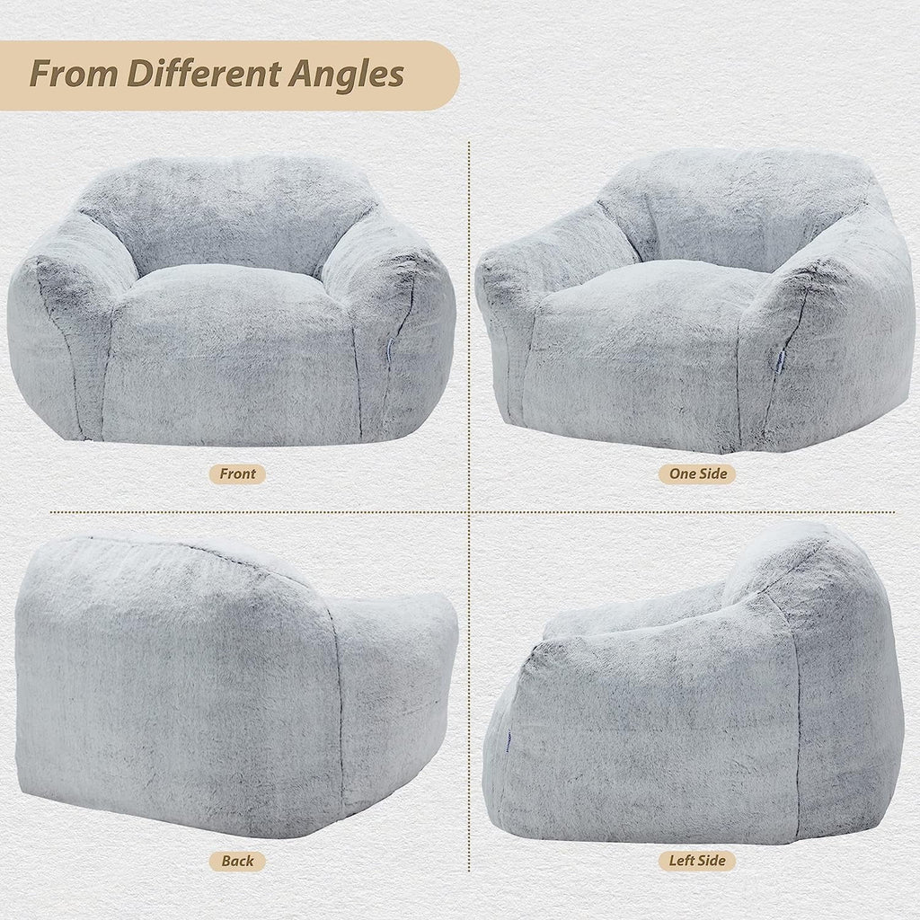 Light Gray Giant Bean Bag Chair with Armrests M609283