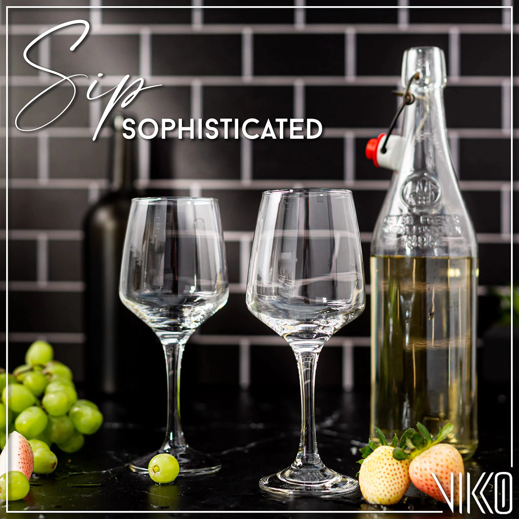 9.5 Ounce Clear Glass Wine Glasses Set of 6 T957