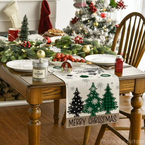Red Pine Trees Christmas Table Runner 13x72 Inch Z855