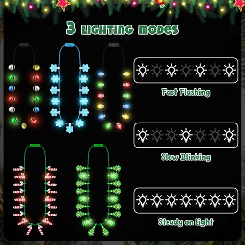 5 Pack Light Up Christmas Necklaces X50887