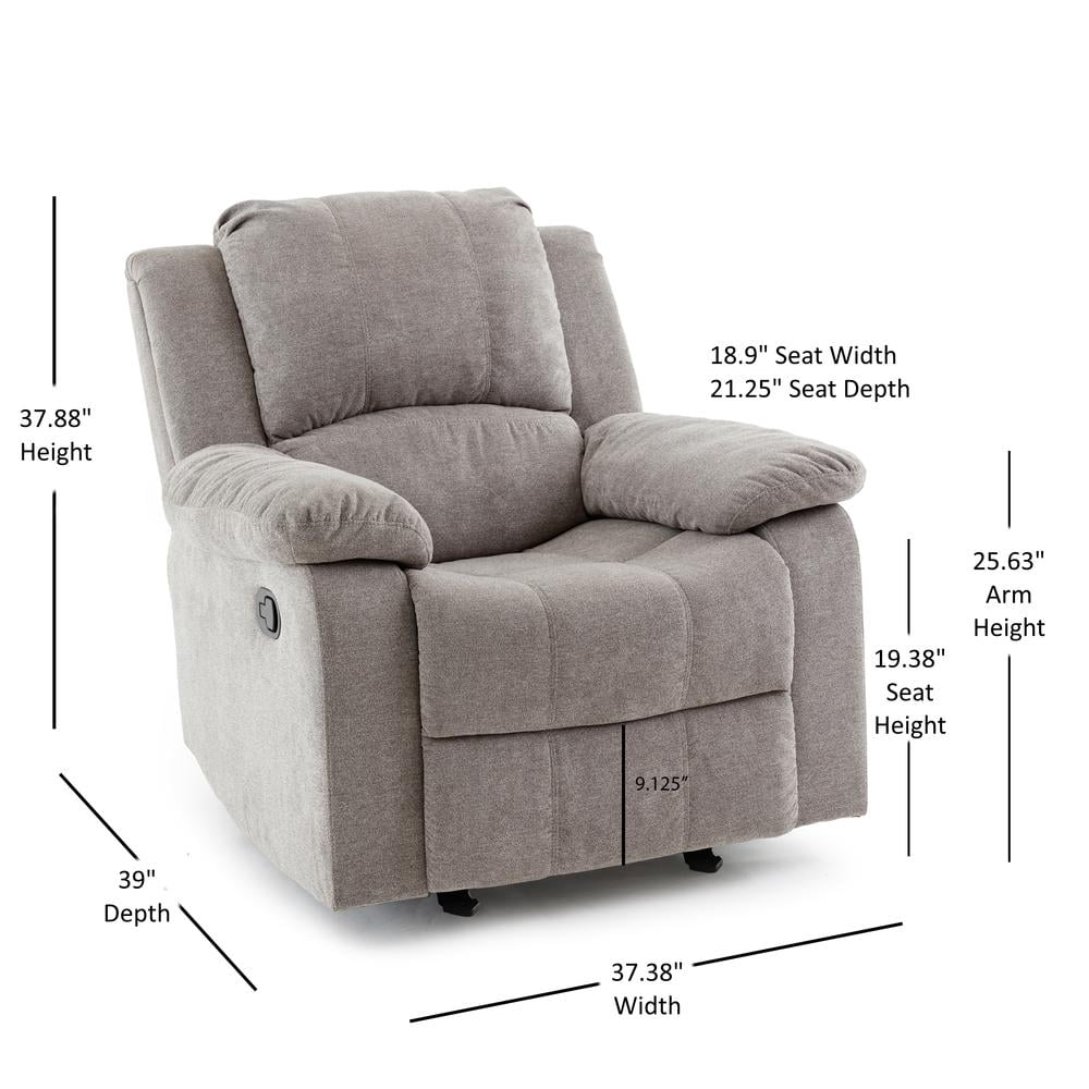 Ash Grey Microfiber Glider Rocker Recliner O981902