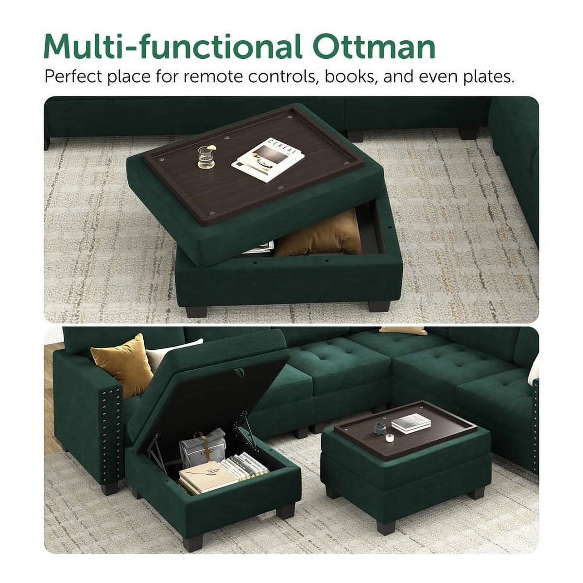 Oversized Convertible Sleeper Sectional Sofa with Storage T244548