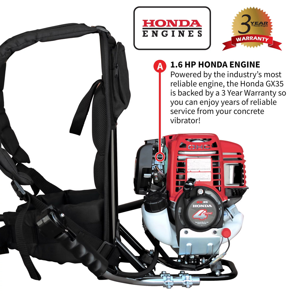 1.6 HP Concrete Vibrator with 10ft Whip Backpack G600
