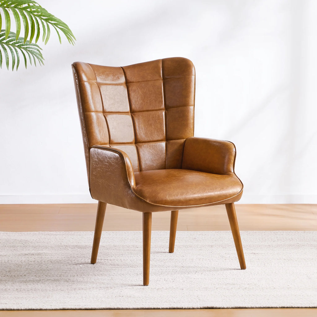 Faux Leather Accent Chair with High Back X86411