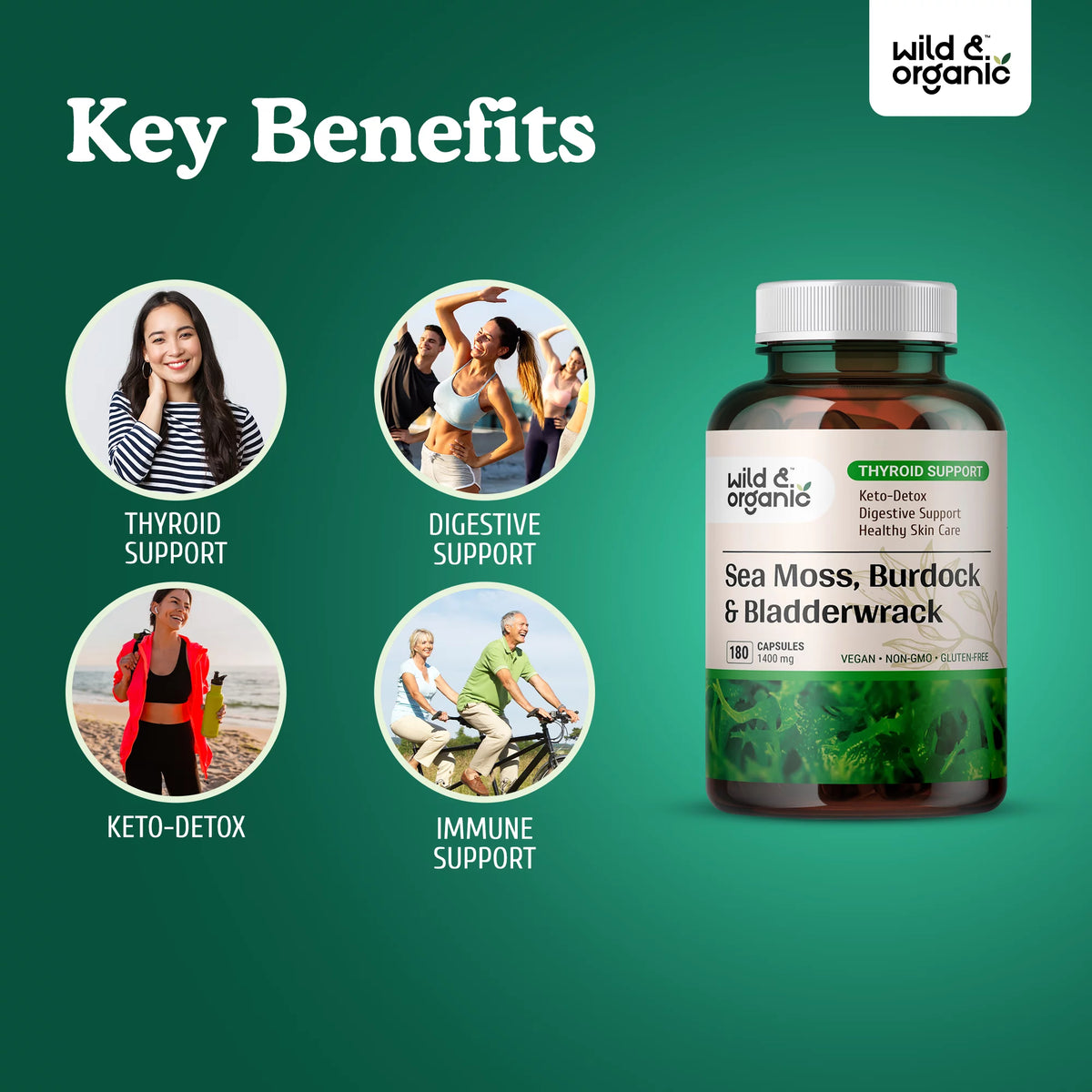 Sea Moss 180 Capsules with Irish Moss, Burdock Root & Bladderwrack A8006
