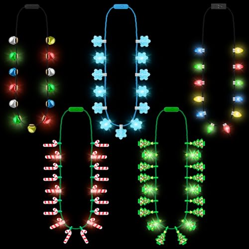 5 Pack Light Up Christmas Necklaces X50887