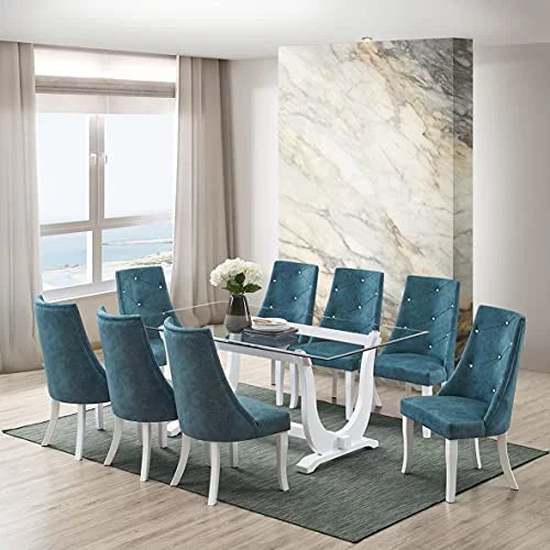 9 Piece Glass Top Dining Set Q525