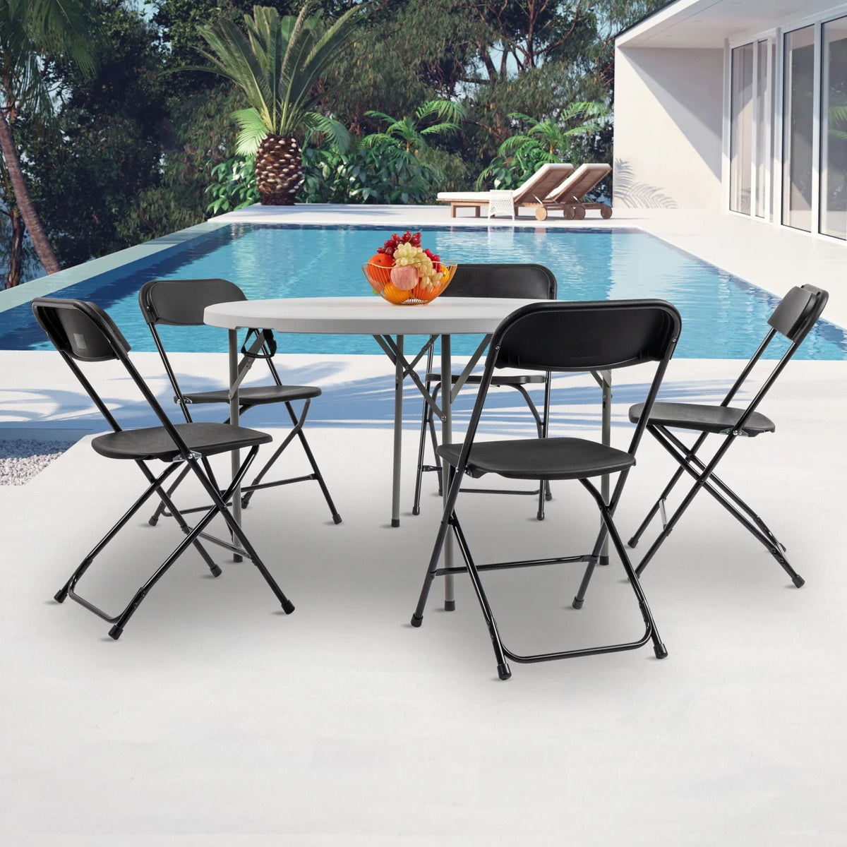 48" Round White Plastic Folding Table X983