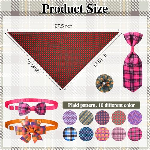 50 Pcs Plaid Dog Bandana Collar Set H705624