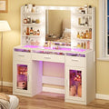White Vanity Desk with Mirror and Lights R9789